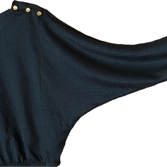 New Lush crinkle textured long sleeve top with gold accent buttons sz S - Picture 7 of 9